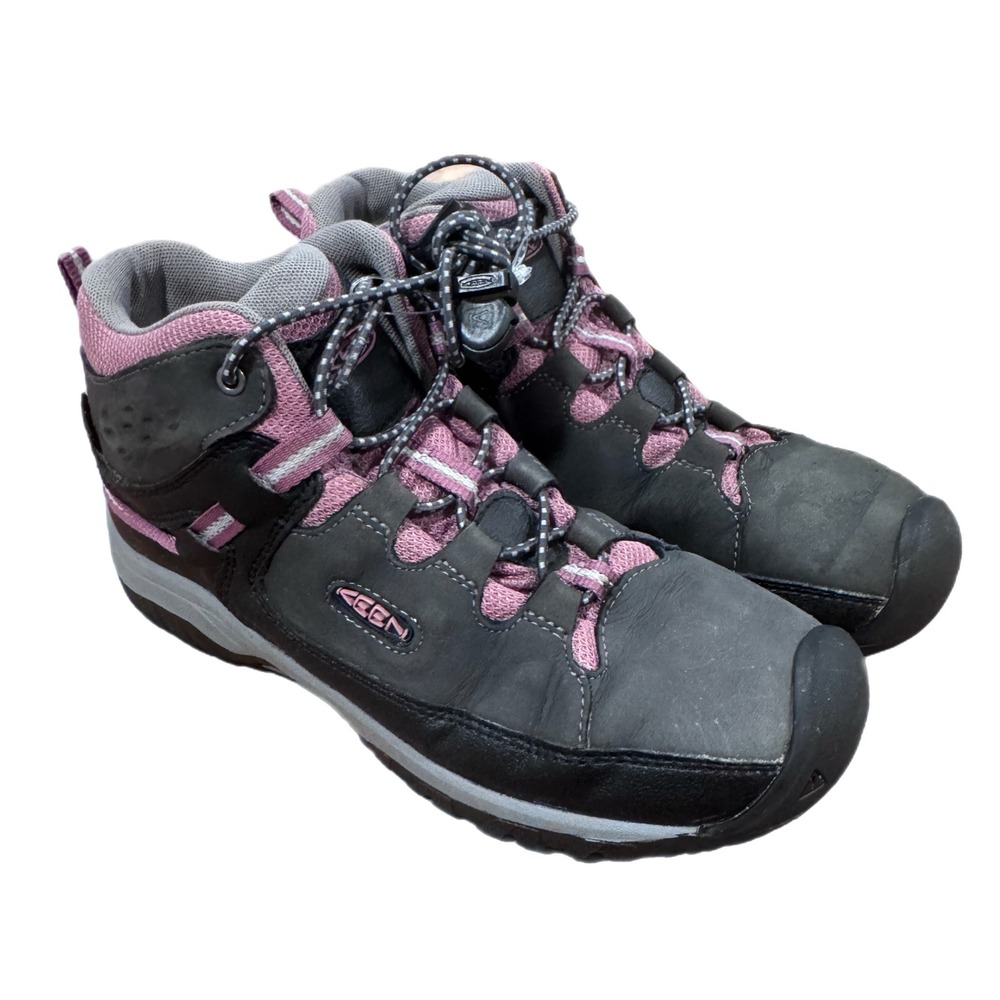 Keen Targhee Mid Waterproof Hiking Boots Kids Size 4 Grey Pink 1020131